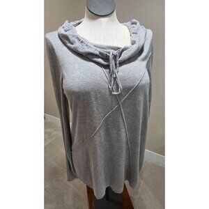 Gray Knit Cowl Neck Sweater With Drawstring Detail Size L